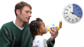 Learn how to use a mask spacer to give a child an inhaled asthma medicine.
